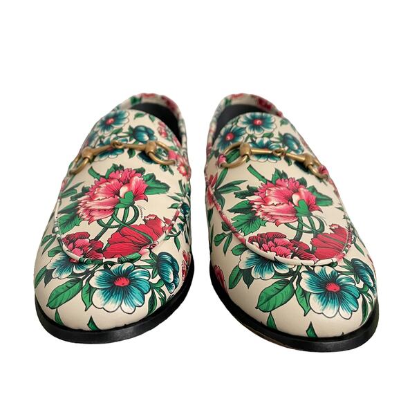 New GUCCI Horsebit Floral Printed Leather Loafers Shoes Women's EU 38 | US 8 - Picture 6 of 14